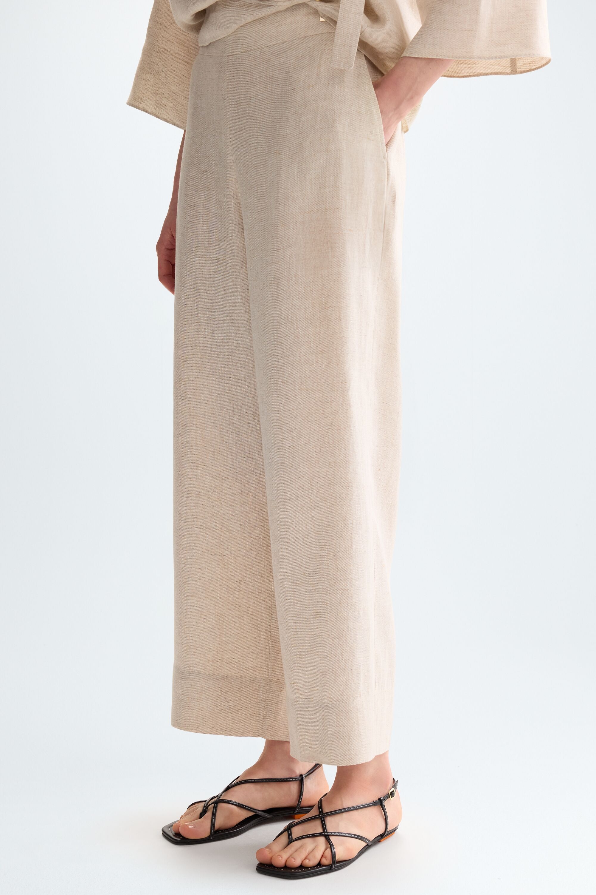 Linen pyjama-style trousers