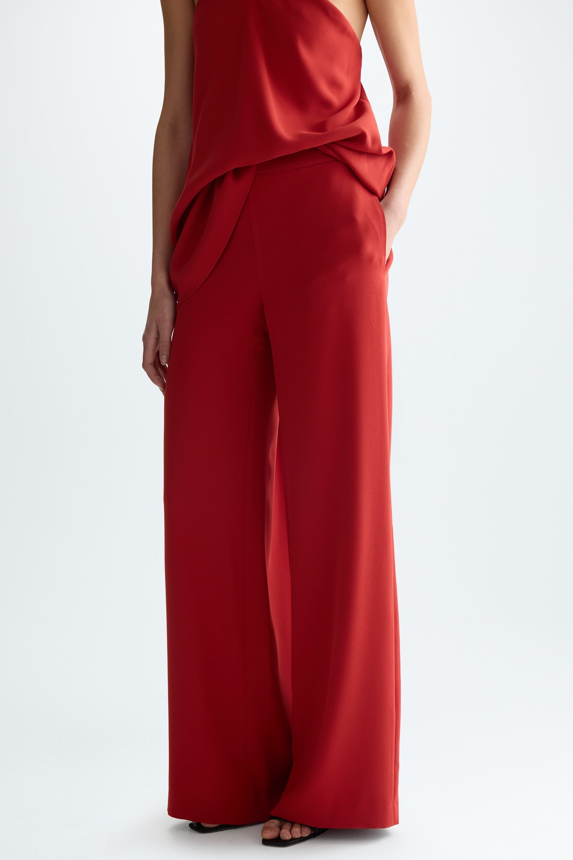 Crepé wide-leg trousers