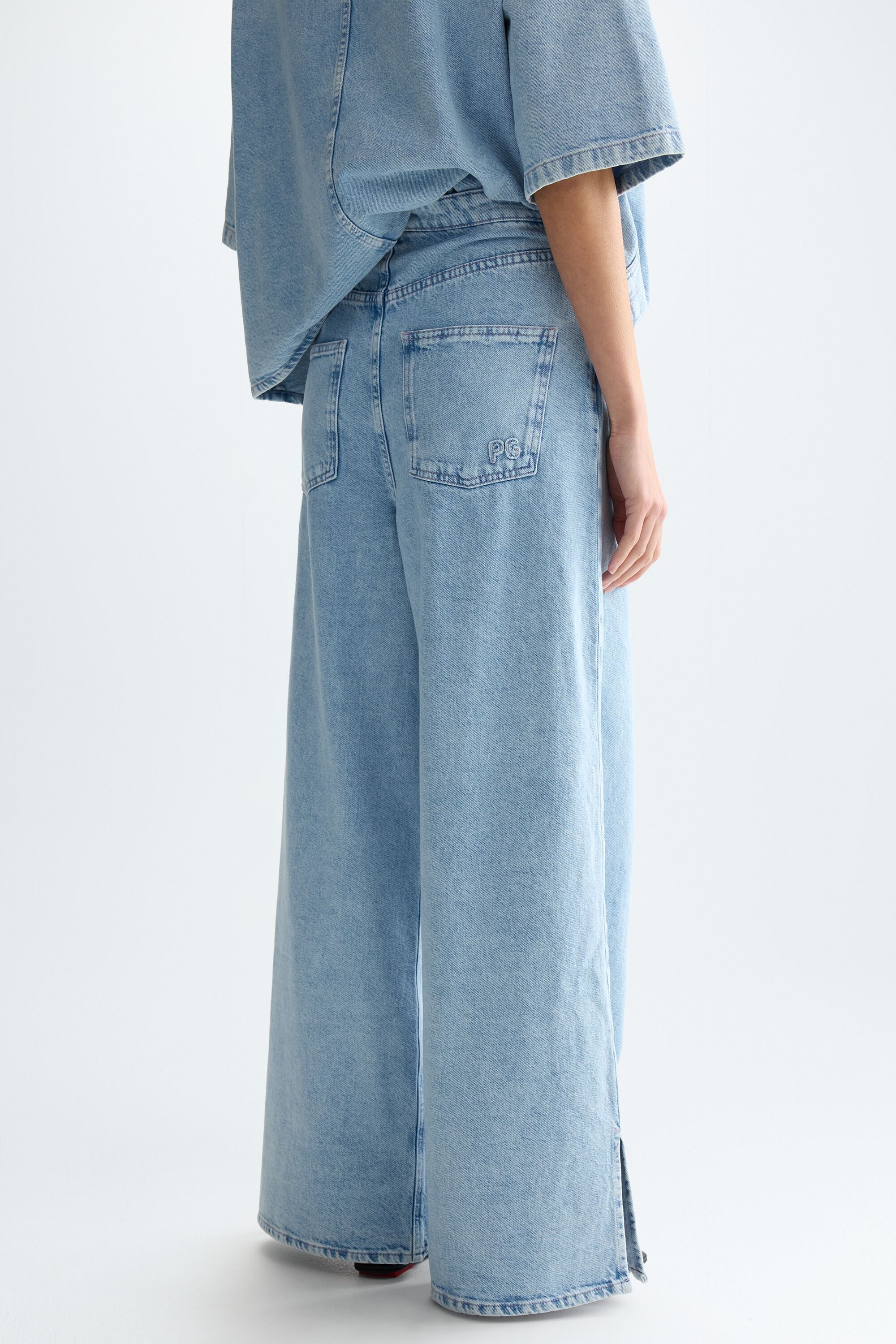 Cotton twill wide-leg trousers blue - Purificacion Garcia United