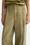 Cotton twill wide-leg trousers