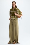 Cotton twill wide-leg trousers