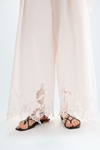 Cut-out embroidered poplin wide-leg trousers
