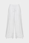 Cut-out embroidered poplin wide-leg trousers
