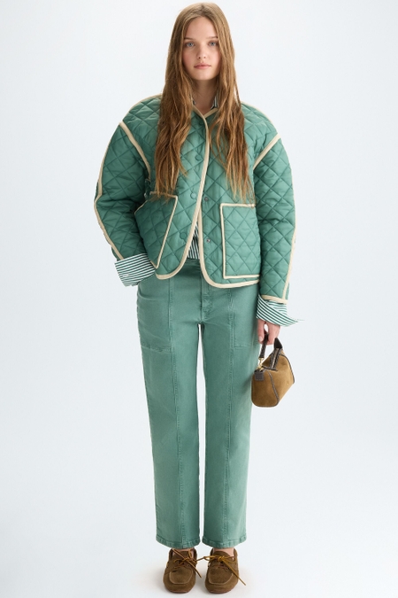 COTTON TWILL FLARED TROUSERS