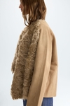 Lambskin suede fur reversible jacket