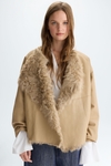 Lambskin suede fur reversible jacket