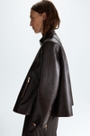Faux-crocodile leather A-line jacket