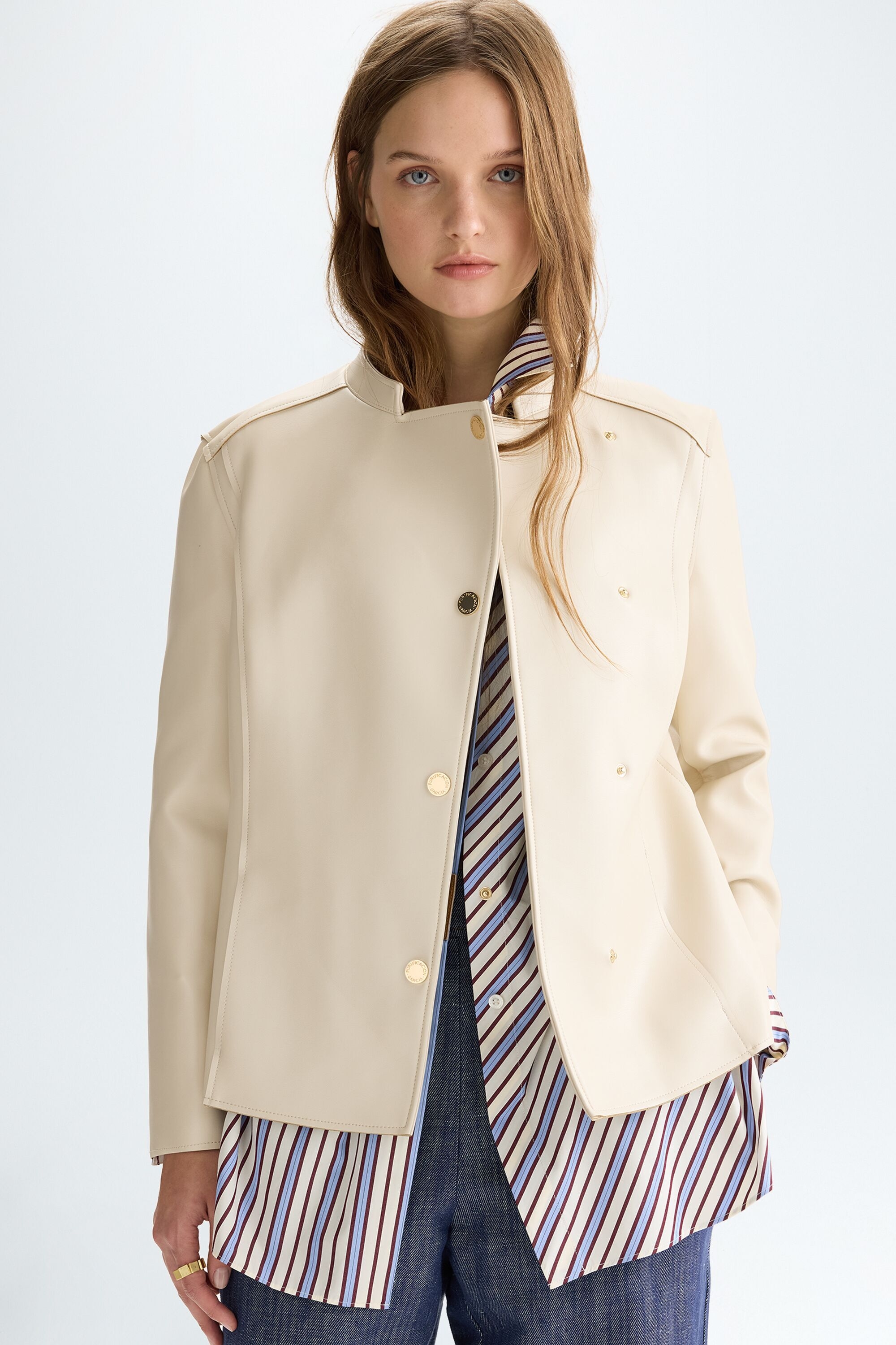 Faux-leather fitted jacket