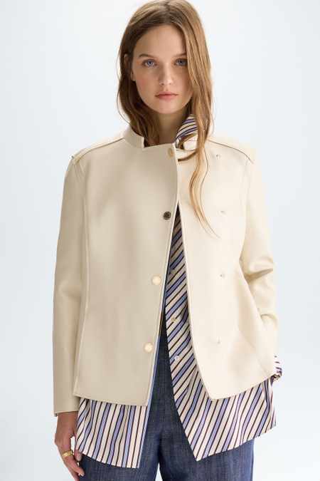 FAUX-LEATHER FITTED JACKET