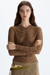 Print tulle fitted t-shirt