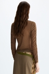 Print tulle fitted t-shirt