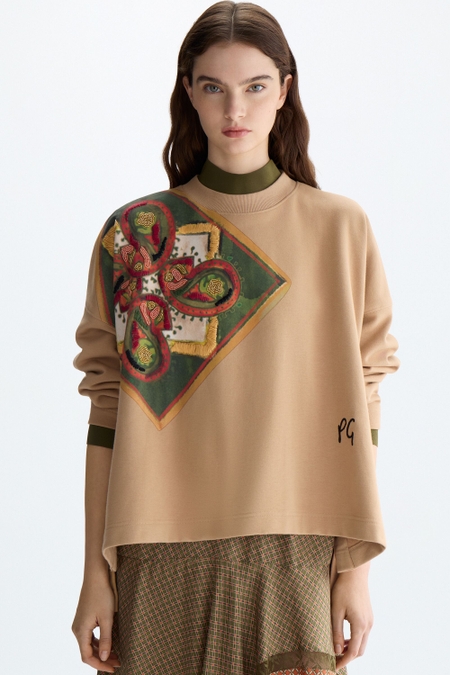 PRINT FLEECE OVERSIZE SWEATSHIRT