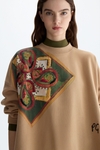 Print fleece oversize sweatshirt