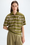 Striped piqué oversize polo shirt