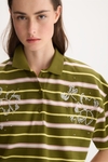 Striped piqué oversize polo shirt