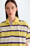 Striped piqué oversize polo shirt