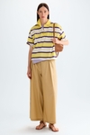 Striped piqué oversize polo shirt