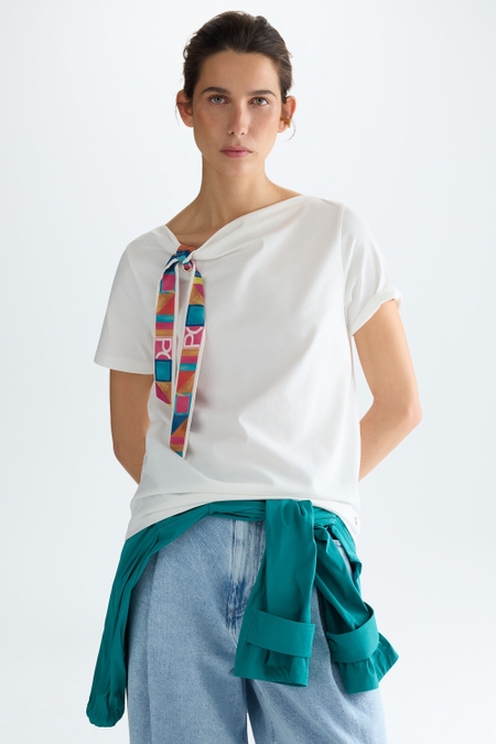 JERSEY STRAIGHT-FIT T-SHIRT WITH SCARF