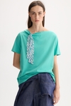 Jersey straight-fit t-shirt with scarf