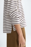 Striped fleece oversize polo-collared sweatshirt