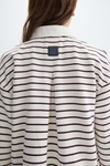 Striped fleece oversize polo-collared sweatshirt
