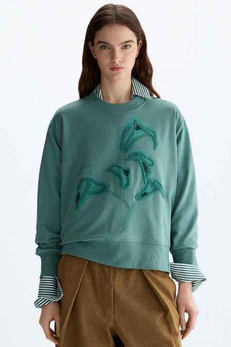 CALAS PRINT FLEECE STRAIGHT-FIT SWEATSHIRT