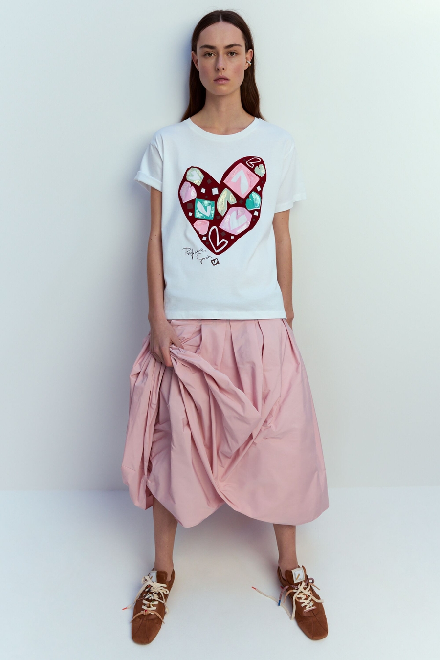 CAMISETA JERSEY ESTAMPADO CORAZÓN