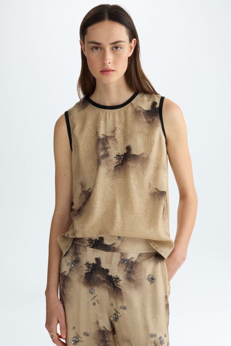 PRINT JACQUARD JERSEY STRAIGHT-FIT T-SHIRT