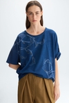 Denim jersey oversize t-shirt with beads