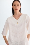 Cotton jersey oversize top with lace