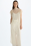 Embroidered tulle straight-fit long t-shirt