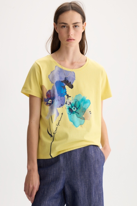 SEQUINNED EMBROIDERY JERSEY A-LINE T-SHIRT
