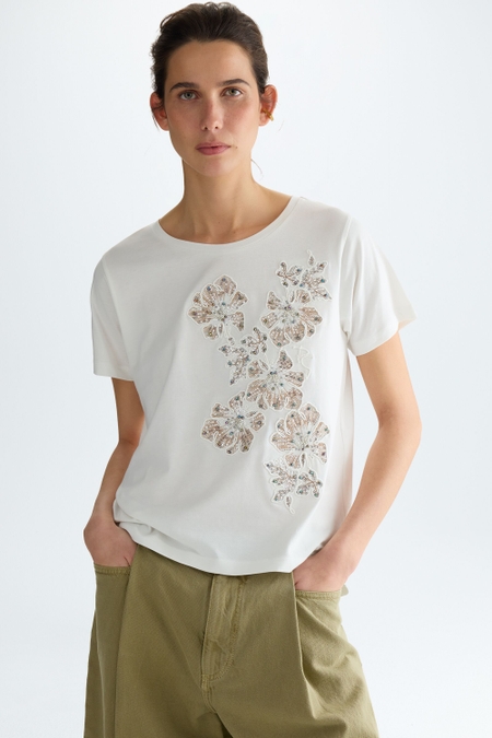 JERSEY A-LINE T-SHIRT WITH EMBROIDERY