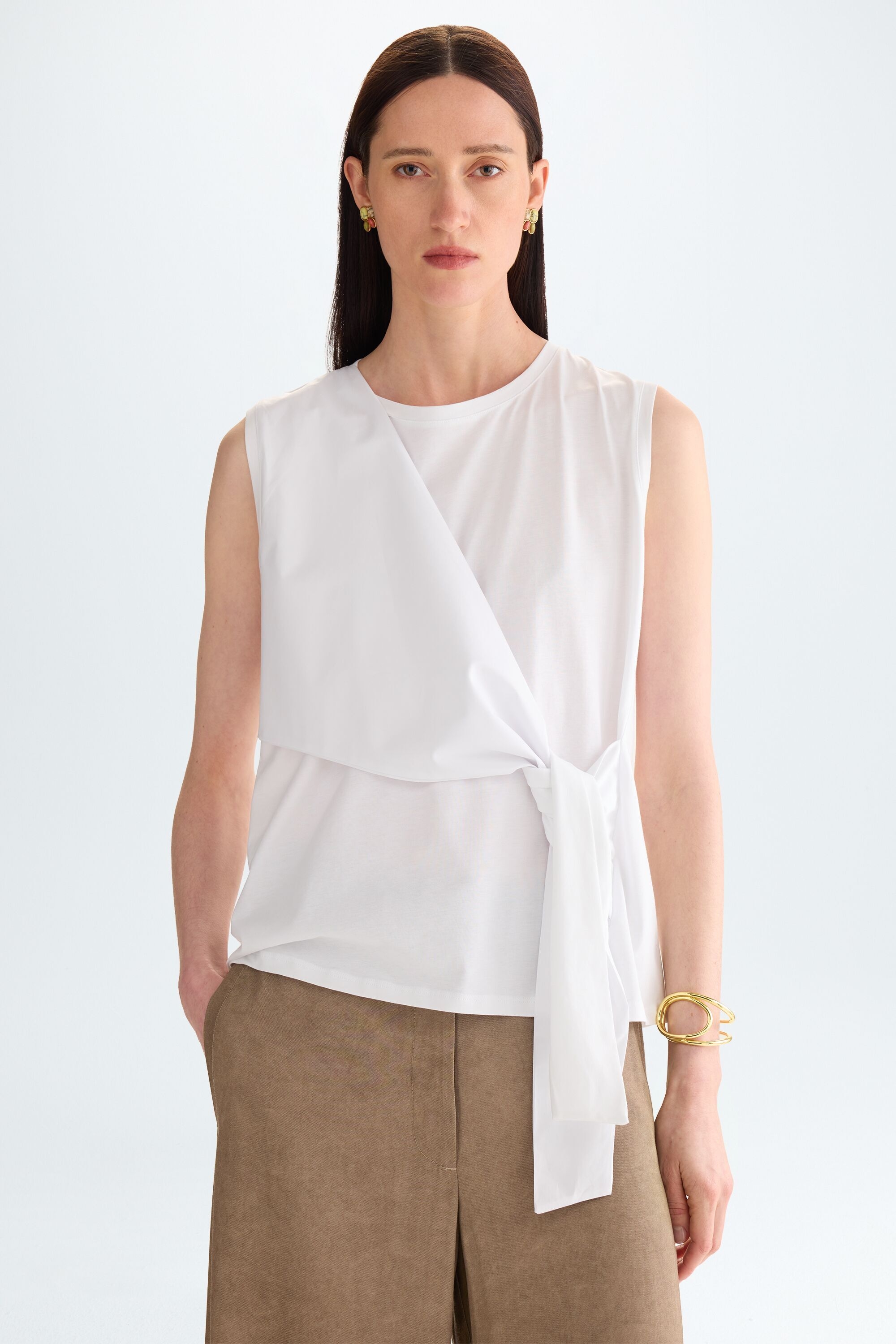 Jersey poplin straight-fit t-shirt