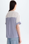 Jersey striped poplin A-line t-shirt