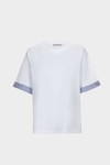 Jersey striped poplin A-line t-shirt