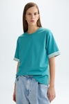 Jersey striped poplin A-line t-shirt