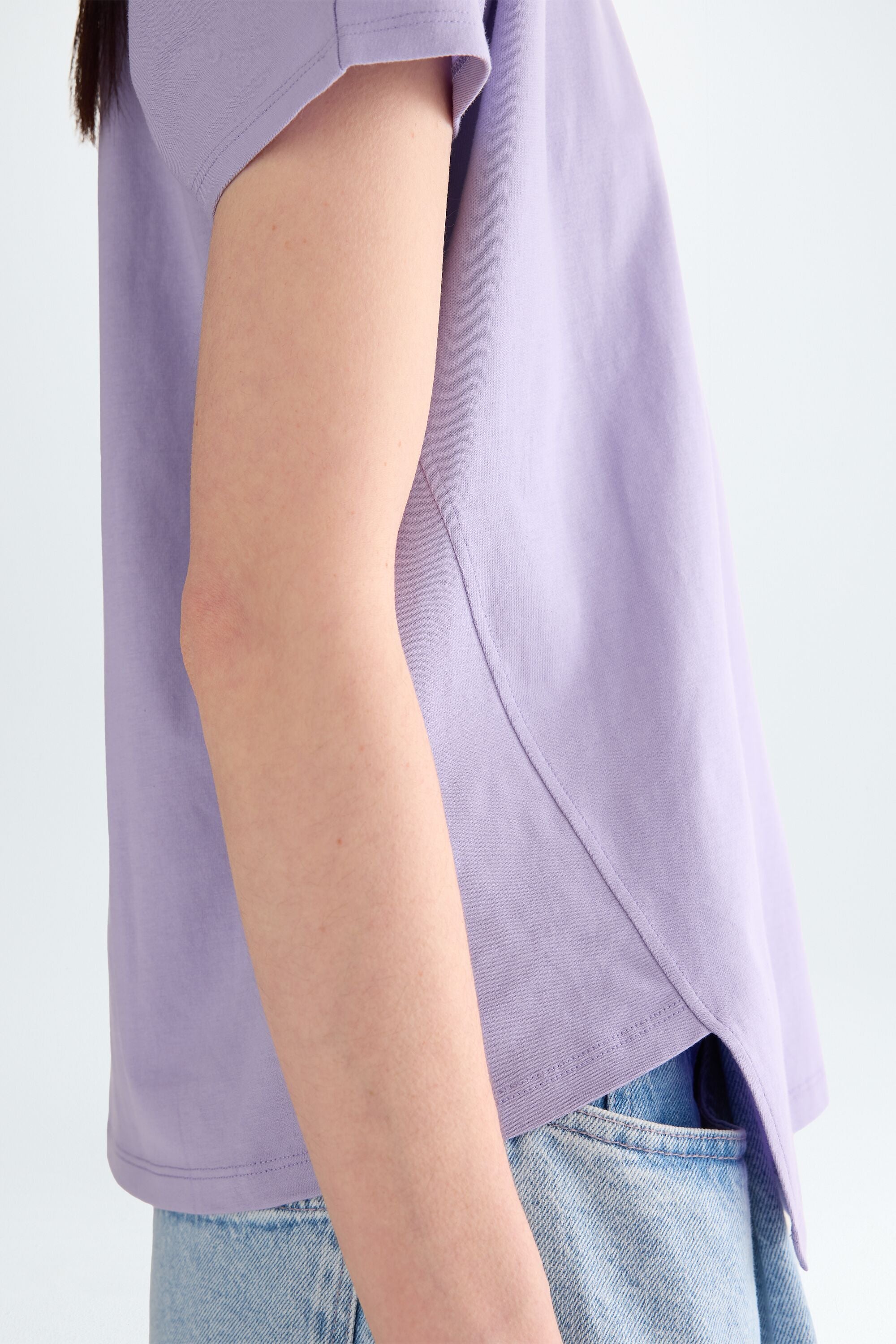 Asymmetric hem jersey oversize t-shirt lavender - Purificacion