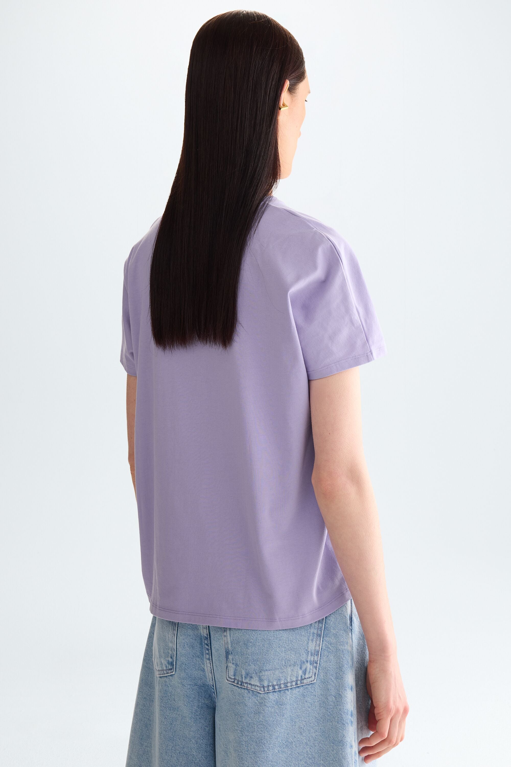 Asymmetric hem jersey oversize t-shirt lavender - Purificacion