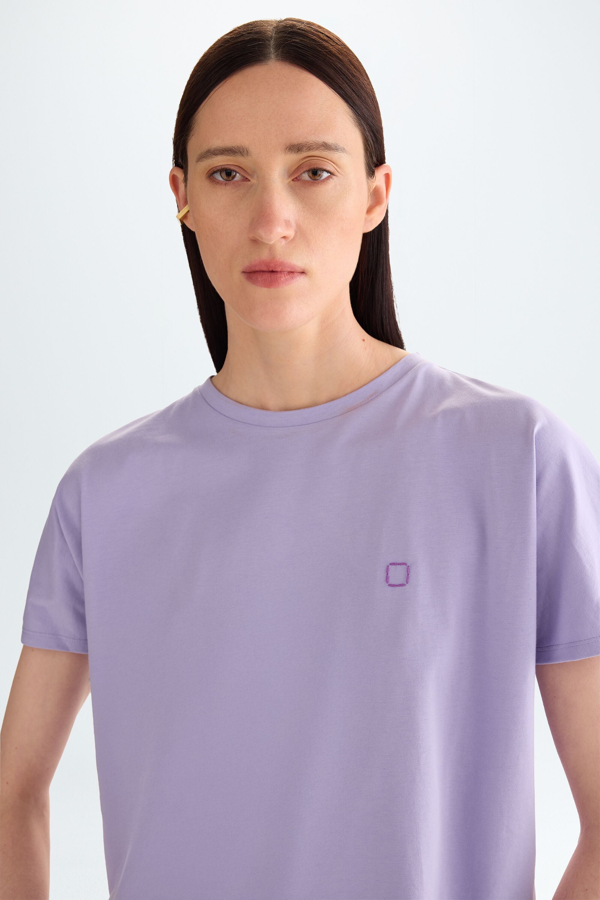 Asymmetric hem jersey oversize t-shirt lavender - Purificacion