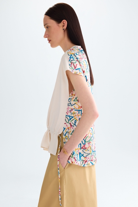 JERSEY UNTYPED PRINT TWILL STRAIGHT-FIT T-SHIRT