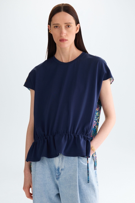 JERSEY UNTYPED PRINT TWILL STRAIGHT-FIT T-SHIRT