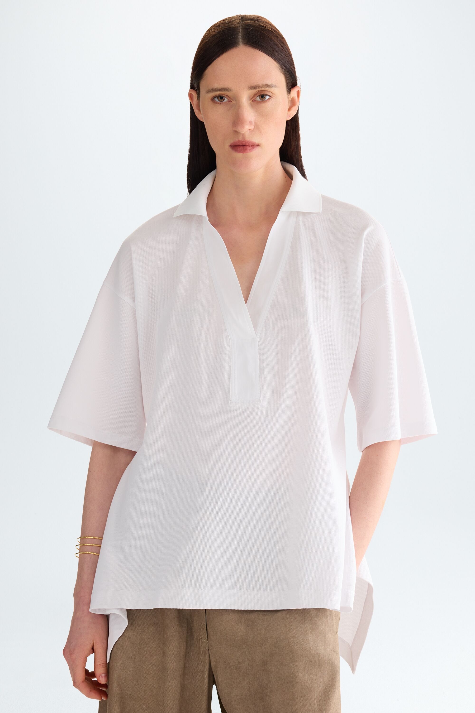 Piqué oversize polo shirt