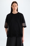 Mesh ribbed oversize t-shirt