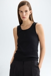 Ribbed knit straight-fit t-shirt