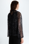 Sequinned mesh oversize double t-shirt