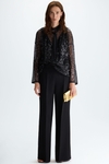 Sequinned mesh oversize double t-shirt