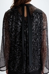 Sequinned mesh oversize double t-shirt