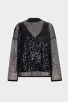 Sequinned mesh oversize double t-shirt