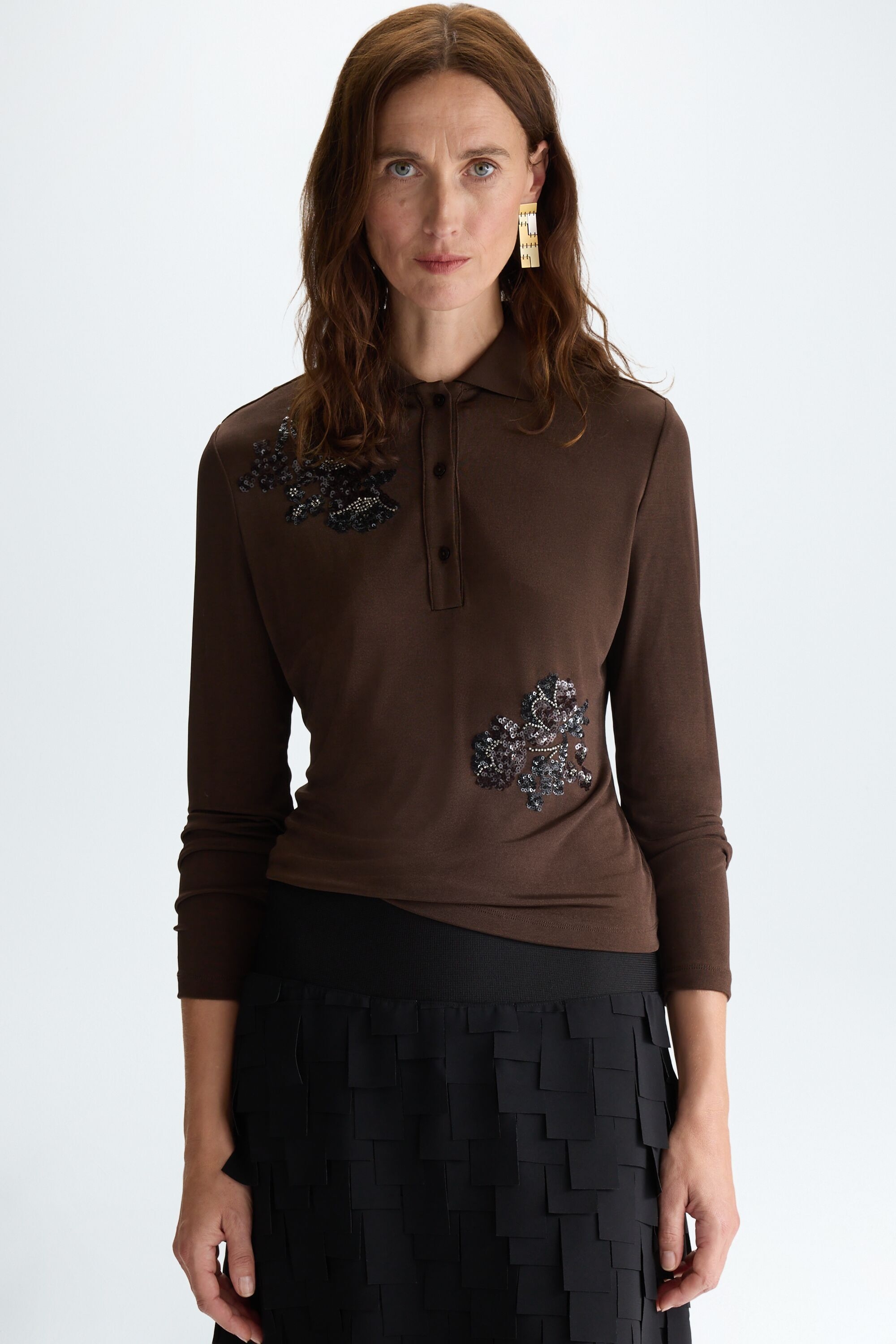 Polo entallado jersey bordado